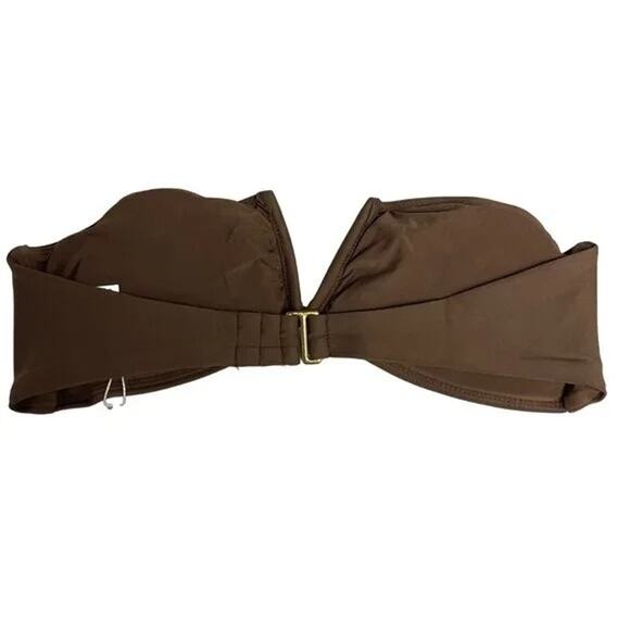 NWT Andie Swim The Scala Top Strapless Bandeau V Wire Bikini Top L Espresso - Picture 14 of 15